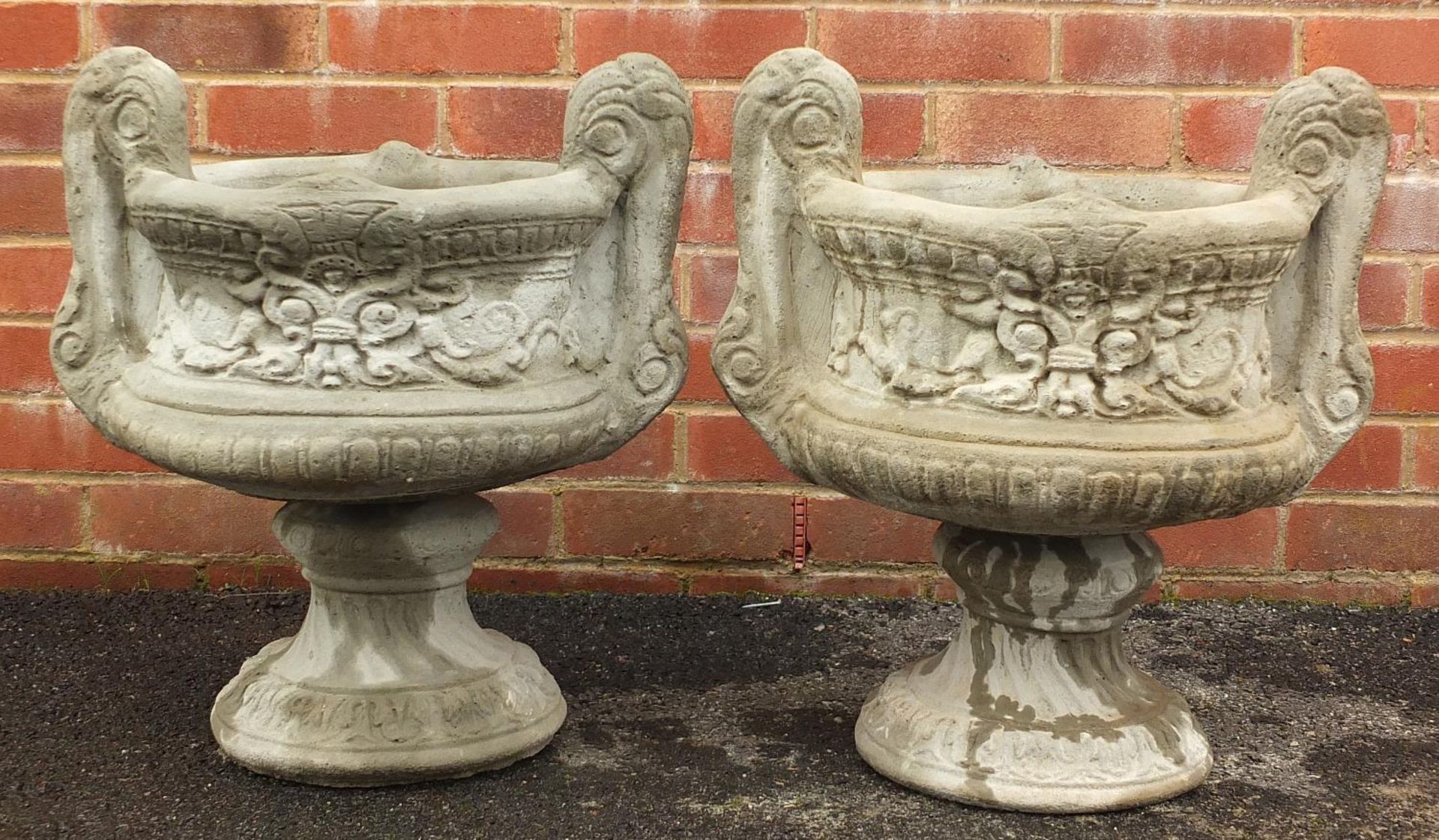 Pair of stoneware garden planters, 50cm high x 45cm wide - Image 2 of 2