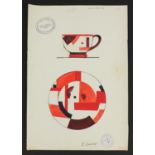 EL Lissitzky (Lazar Markovich Lissitzky) 1924 - Project drawing of plates and cup with geometric