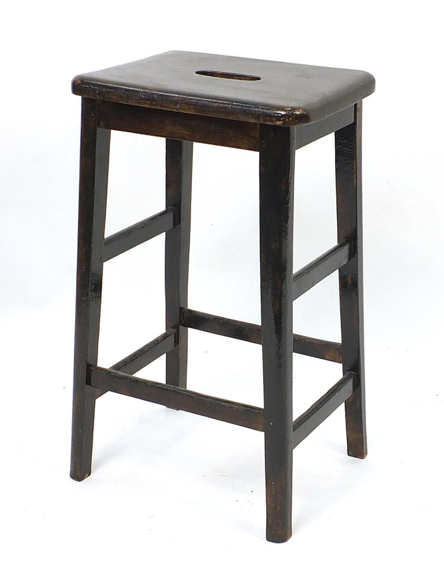 Stained wood stool, 67cm high - Image 4 of 4