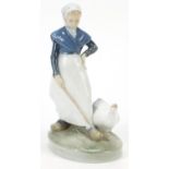 Royal Copenhagen Danish porcelain figurine of a girl with goose numbered 528, 18.5cm high