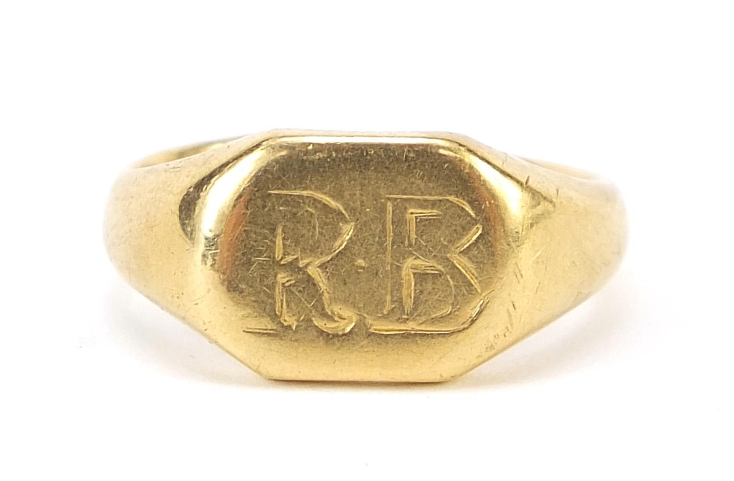 18ct gold signet ring, size O, 7.9g