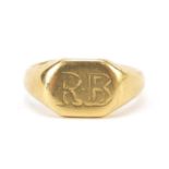 18ct gold signet ring, size O, 7.9g