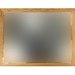 Contemporary light oak framed mirror, 111cm x 86cm
