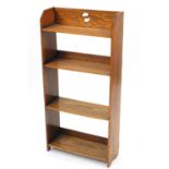 Manner of Liberty & Co, Arts & Crafts oak four shelf open bookcase, 90cm H x 43cm W x 16cm D