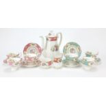 Royal Albert Lady Carlyle six place coffee wares, the coffee pot 24cm high