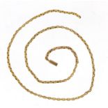 Unmarked gold necklace, (tests as 9ct gold) 42cm in length, 5.3g