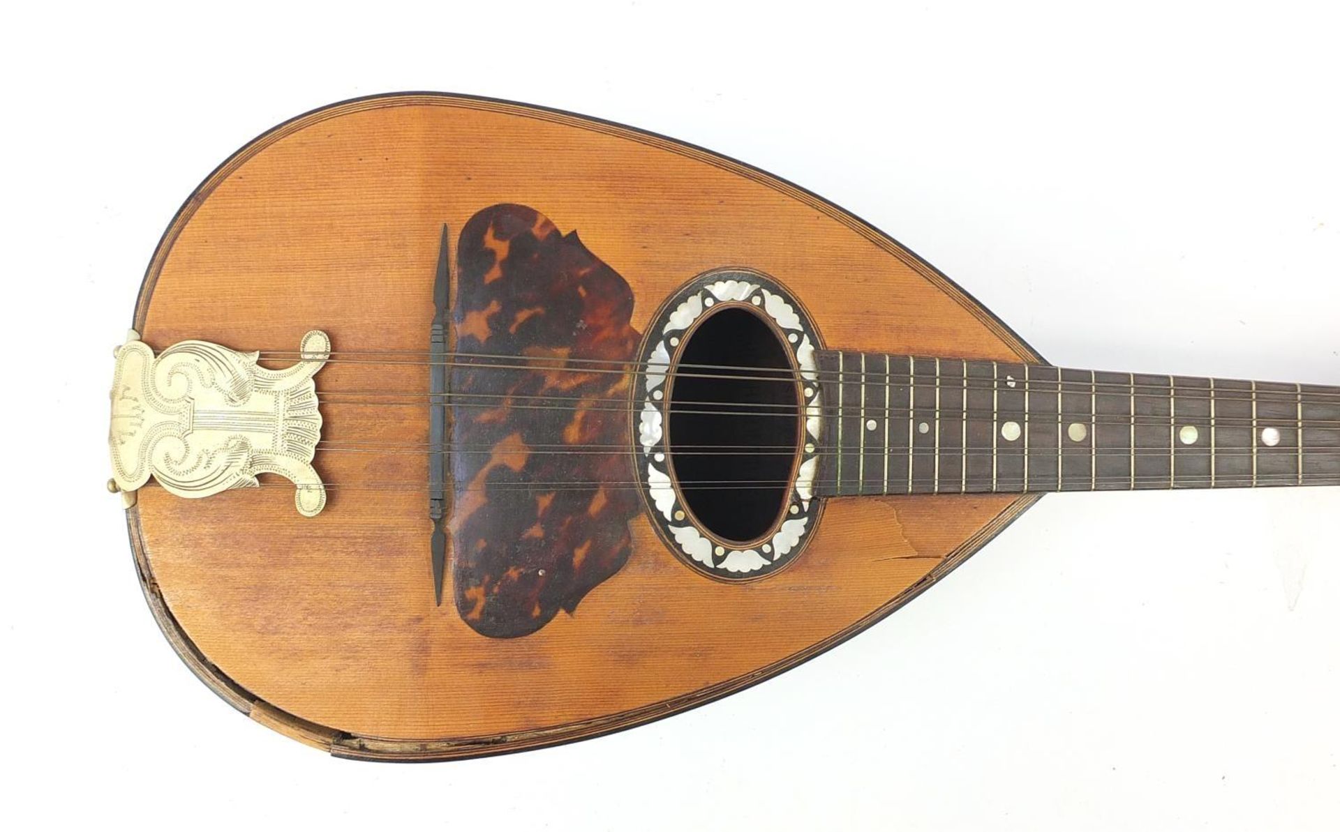 Italian inlaid rosewood melon shaped mandolin with case and G Grandini paper label to the - Image 3 of 12