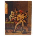 Musician in a tavern, 19th century Dutch school oil on metal, unframed, 11cm x 8.5cm