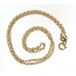 9ct gold Belcher link necklace, 44cm in length, 5.5g