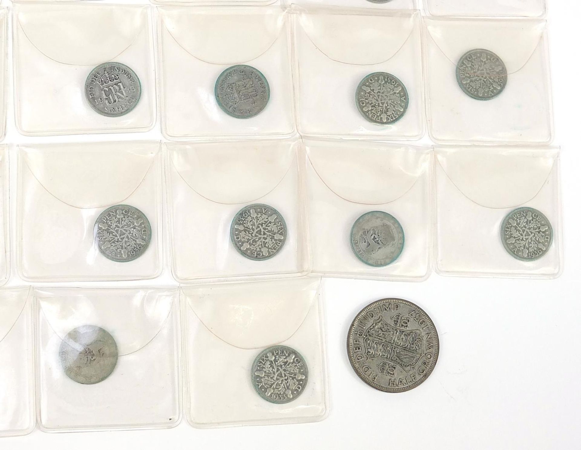 Collection of British pre 1947 half crowns and sixpences, 220g (with plastic sleeves) - Bild 5 aus 10