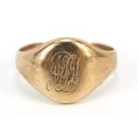 George V 9ct gold signet ring, Birmingham 1918, size J, 1.9g