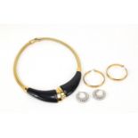 Monet, choker necklace and two pairs of hoop earrings, the necklace 30cm in length