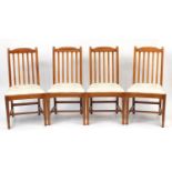Set of four pine dining chairs, 96cm high