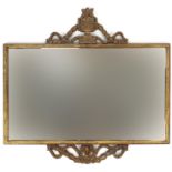 19th century gilt gesso urn and ram's head design wall mirror, 79cm x 75.5cm