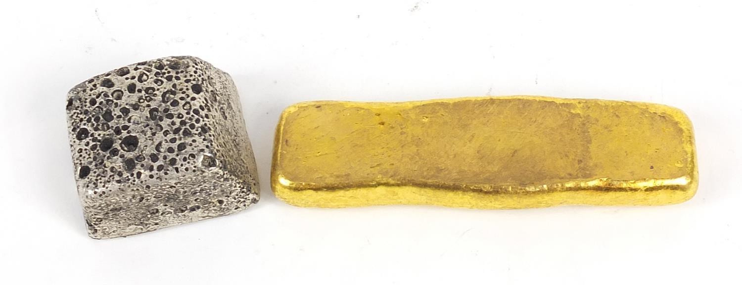 Two Chinese metal ingots, the largest 9cm wide - Image 2 of 2