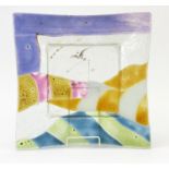 Italian colourful art glass bowl, 40cm square