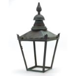 Verdigris copper street lantern, 66cm high
