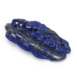 Chinese lapis lazuli pendant carved with a bird and phoenix, 8.5cm high
