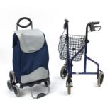 Folding mobility aid and Gimi shopping basket trolley
