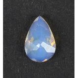 Brilliant cut Ethiopian opal tear drop gemstone with certificate, approximately 0.45 carat