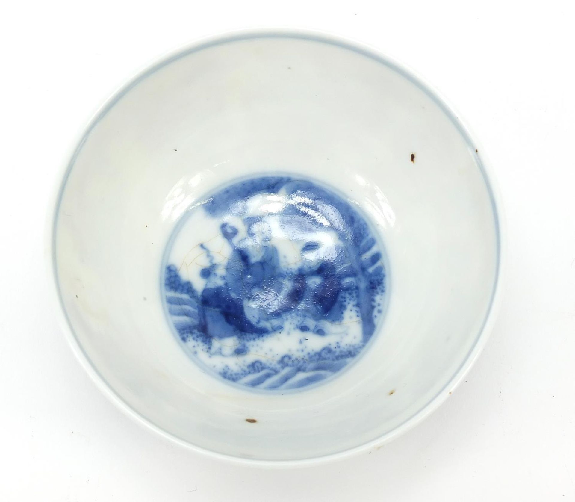 Chinese blue and white porcelain bowl hand painted with eight immortals, six figure character - Image 5 of 7