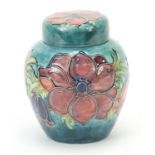 Moorcroft pottery ginger jar and cover, hand painted in the Anemone pattern, 15.5cm high