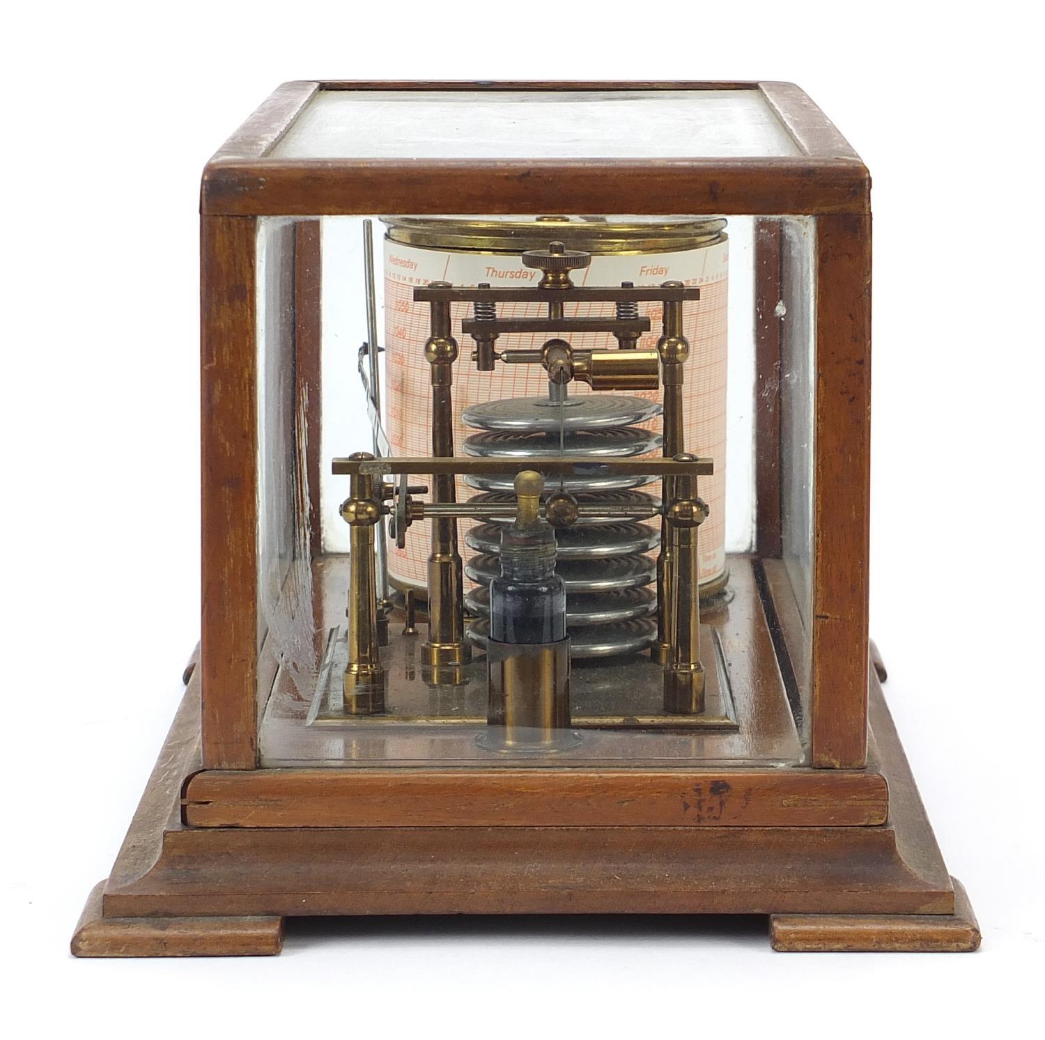 Victorian eight ring barograph housed in a glazed mahogany case, 18cm H x 35.5cm W x 20.5cm D - Image 5 of 7