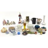Collectable china and glassware including a Bernard Moore vase, Celtic pottery, West German