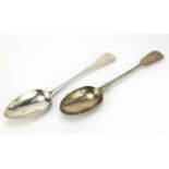 Two George III silver tablespoons, London 1815 and 1892. 22cm in length, 130.8g