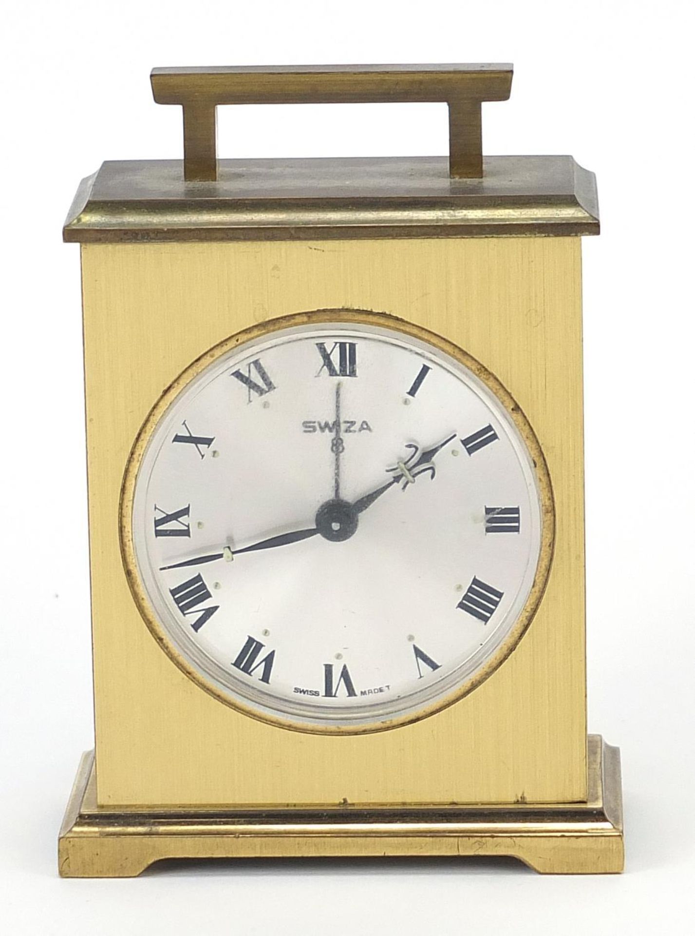Swiza eight day alarm clock, 10cm high - Image 2 of 6