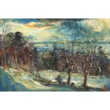 James Watt - Gourock, winter, signed Scottish school oil on canvas, mounted and framed, 91.5cm x