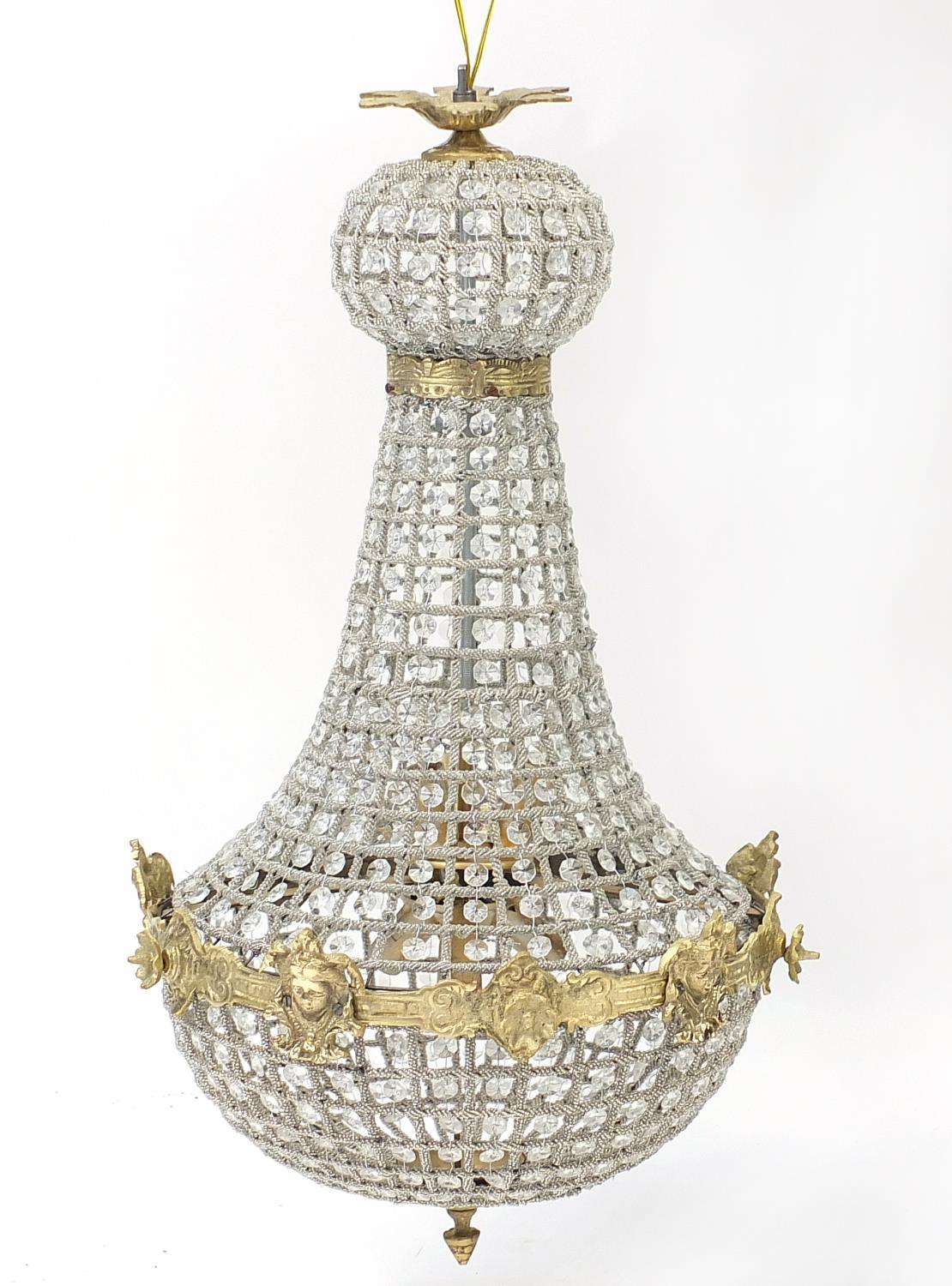 Large ornate chandelier with gilt metal mounts, 73cm high
