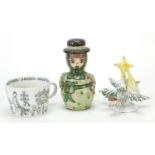 Collectable china including a Finnish coffee cup by Arabia, the largest 13cm high