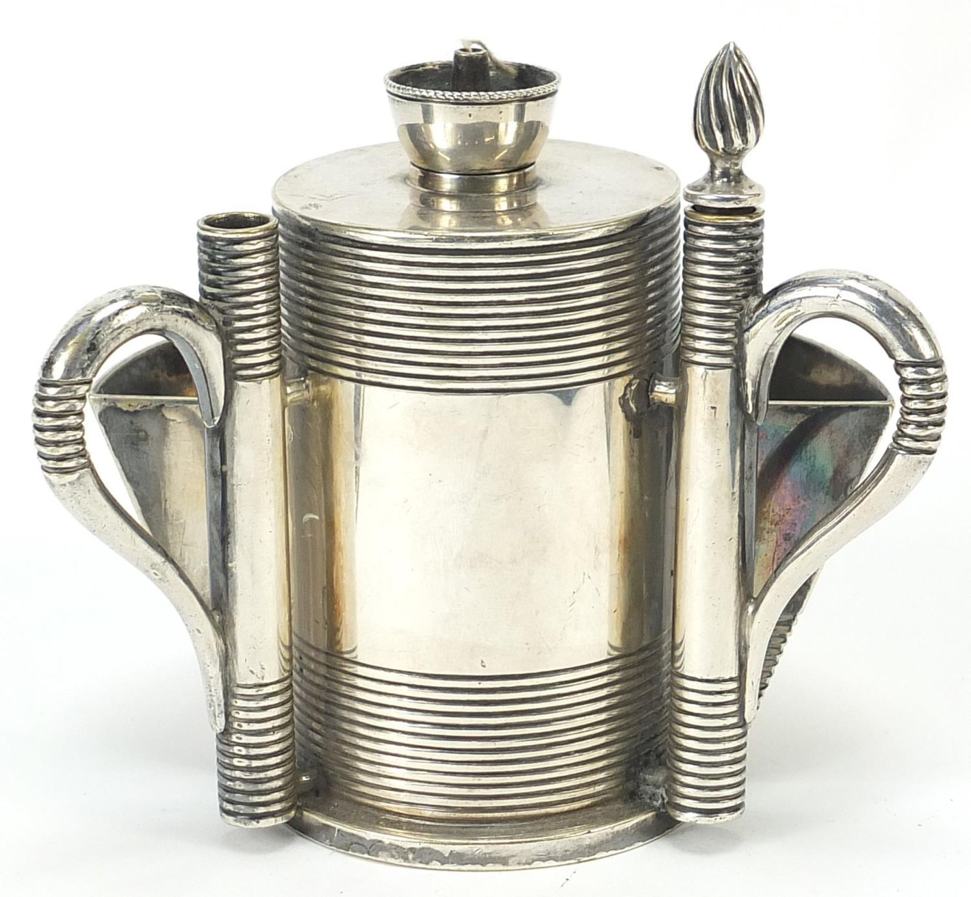 Victorian silver plated smoker's companion, 9.5cm high - Image 2 of 6