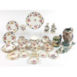 Collectable china including Aynsley teaware, Royal Crown Derby pin dishes and a pair of