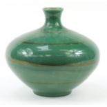 Large porcelain green glazed vase, 35cm high