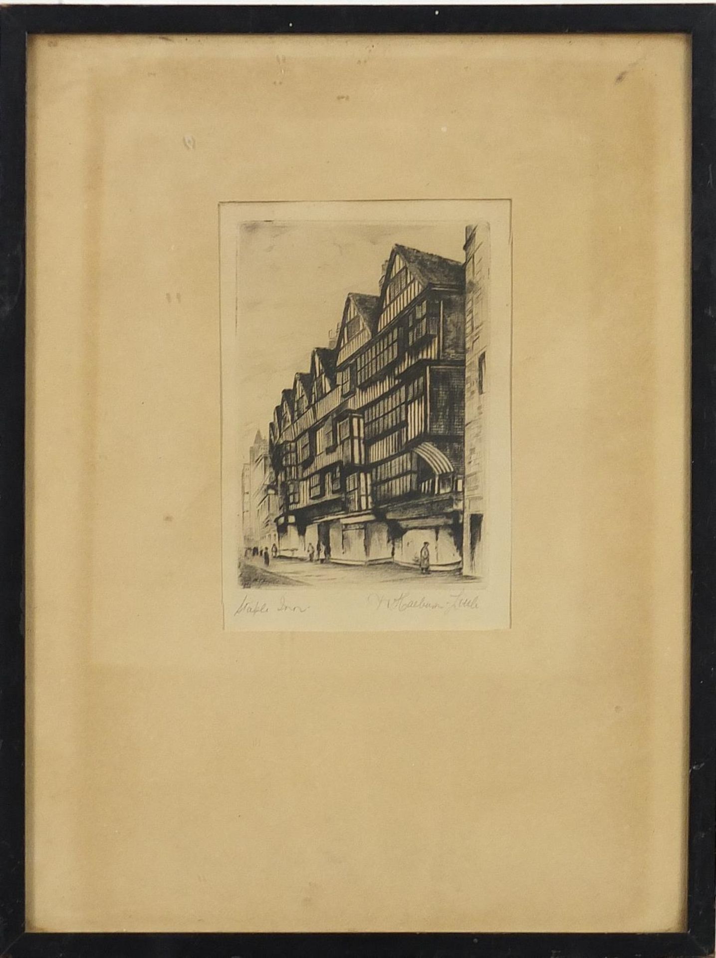 W Haeburn Little - Stable Inn, pencil signed etching, mounted, framed and glazed, 14.5cm x 10cm - Image 2 of 6