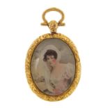 Victorian 9ct gold mourning locket with bevelled glass, 4cm high, 7.8g