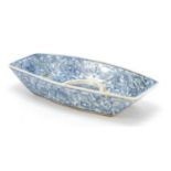 Chinese blue and white porcelain saucer hand painted with foliage, four figure character marks to