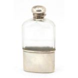 W & G Neal, Victorian silver and cut glass hip flask with detachable cup and bayonet hinged lid,