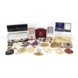 Vintage and later costume jewellery and wristwatches including large Scottish silver coloured