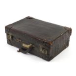 Early 20th century taxidermy interest crocodile skin suitcase, 34.5cm H x 51cm W x 17cm D