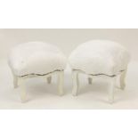 Pair of French style shabby chic stools, each 42cm high