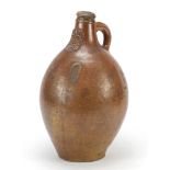17th century large antique salt glazed Bellamine jug with mask, 35cm high