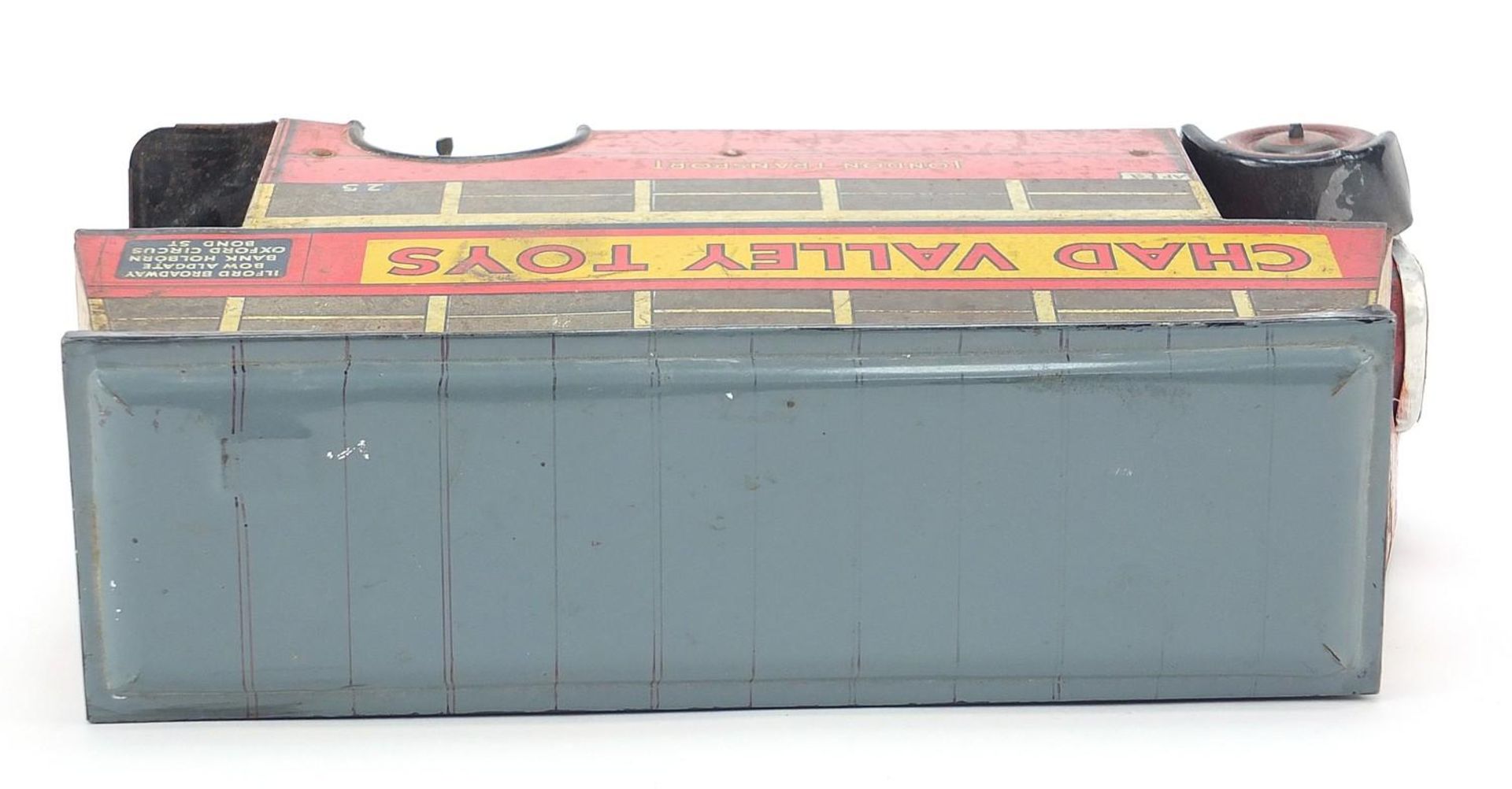 Vintage Chad Valley Toys tinplate London Transport bus biscuit tin advertising Carr's biscuits, 25cm - Image 3 of 5
