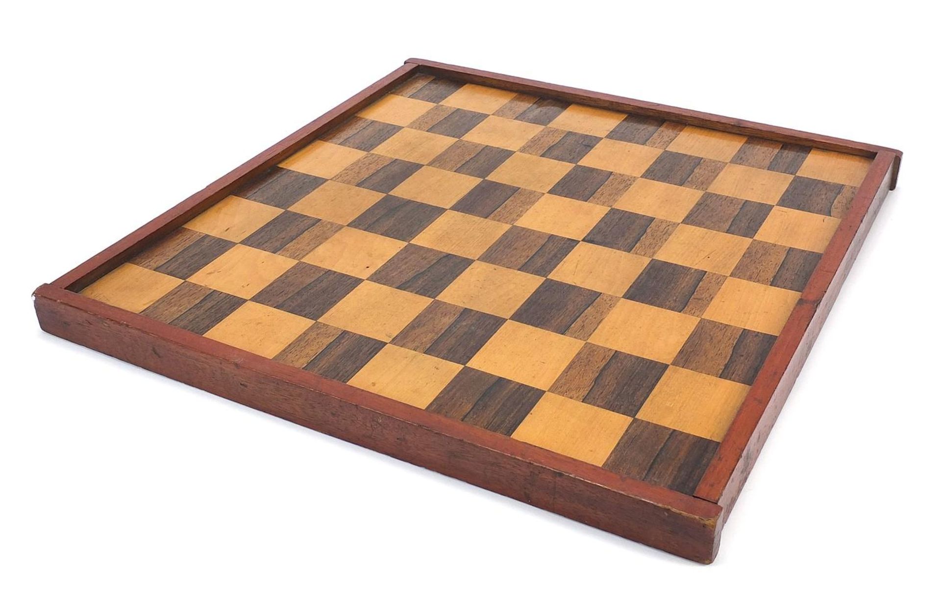 Victorian Mahogany rosewood and boxwood chess board, 45.5cm x 46cm