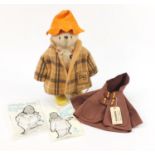 Vintage Gabrielle Design Paddington bear with yellow Wellington boots with spare clothing, 51cm high