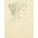 Portrait of a young female, Pre-Raphaelite school print, mounted, framed and glazed, 22.5cm x 18cm
