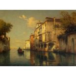 ** WITHDRAWN ** Antoine Bouvard - Gondola on Venetian backwater, French oil on canvas inscribed Kin