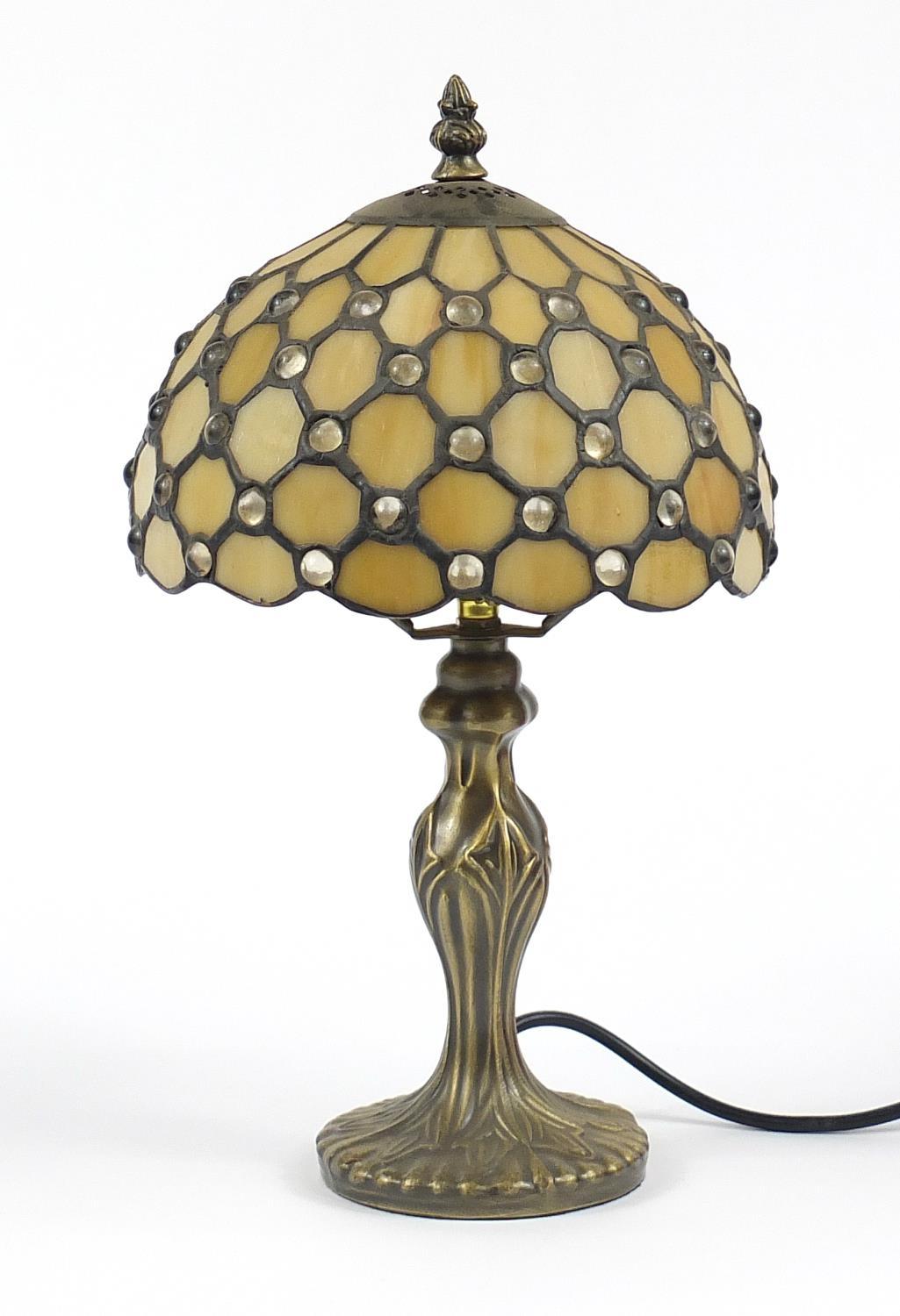 Bronzed Tiffany design table lamp with shade, 36cm high